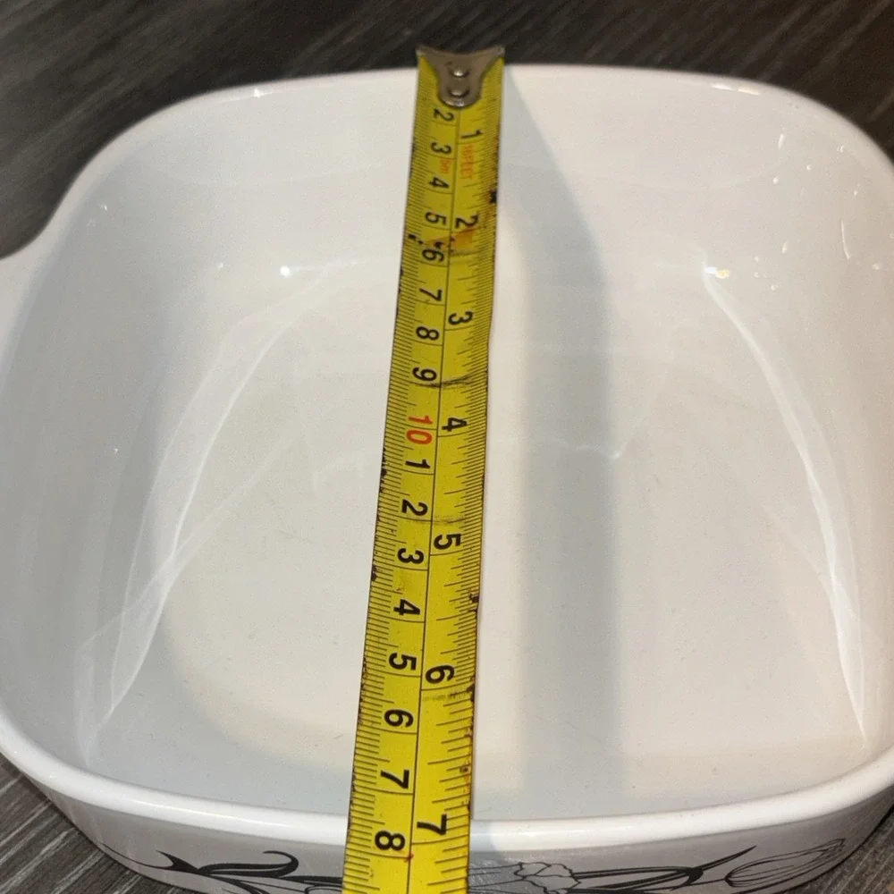 Rare Corning Ware Bakeware A-1-B Lyric Black Tulip Casserole Dish 1 Liter